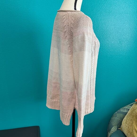 Chaps Cream Ombre Knit Long Sleeve Cable Knit Sweater Women's Medium - Picture 3 of 9